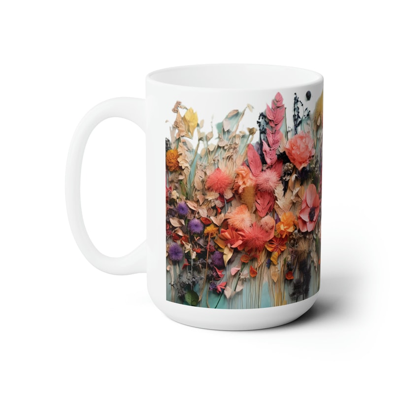 Pressed Flowers Mug Large Large Flower Coffee Mug 1st anniversary Gift 1 Year Anniversary idea Dried Flower Bouquet Tea Mug Dried Flowers 3.jpg
