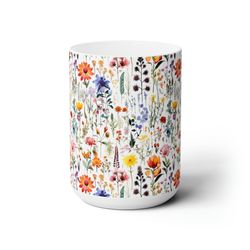 pressed wildflowers mug pattern mug 15oz pressed flowers coffee mug pretty pres