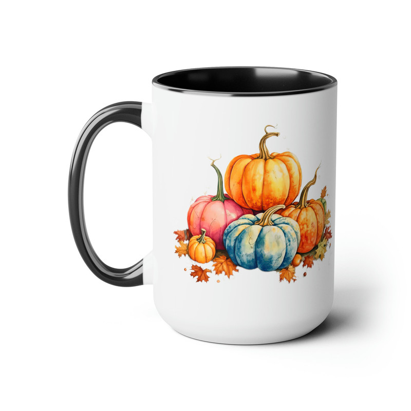 Pretty Autumn Pumpkin Mug Large 15oz Two Tone Pumpkin Mug Fall Vibes Pumpkin Cup Large Fall Inspired 11oz Autumn Pumpkin And Leaf Cup 5.jpg