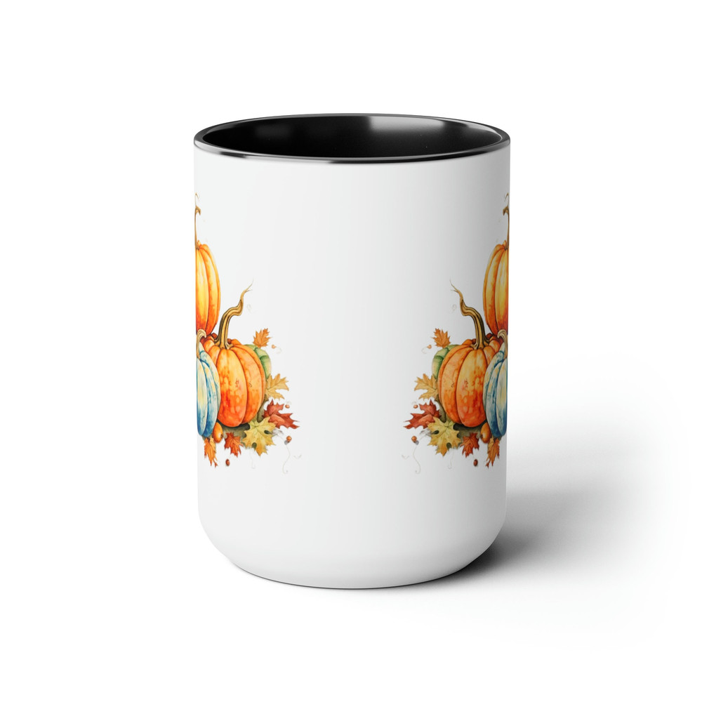 Pretty Autumn Pumpkin Mug Large 15oz Two Tone Pumpkin Mug Fall Vibes Pumpkin Cup Large Fall Inspired 11oz Autumn Pumpkin And Leaf Cup 6.jpg