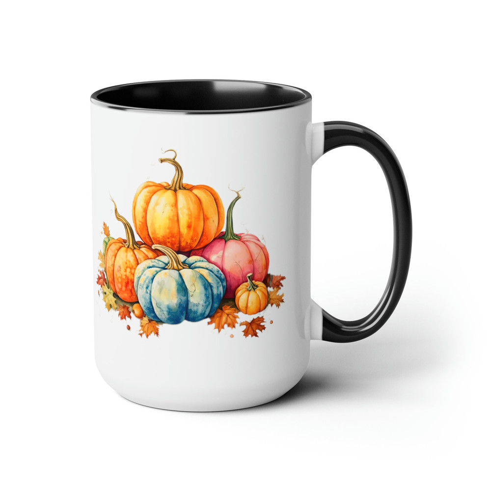 Pretty Autumn Pumpkin Mug Large 15oz Two Tone Pumpkin Mug Fall Vibes Pumpkin Cup Large Fall Inspired 11oz Autumn Pumpkin And Leaf Cup 7.jpg