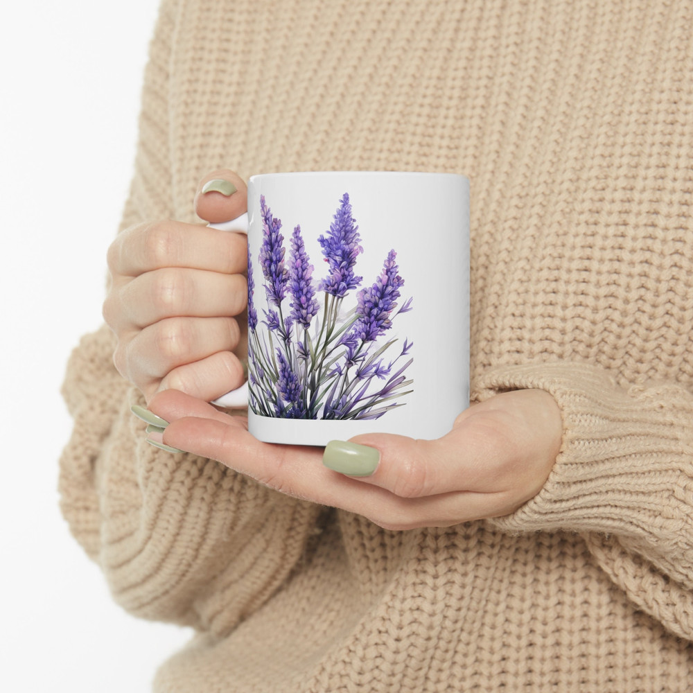 Pretty Lavender Coffee Mug Purple Flower Pattern Mug Lavender Wildflowers Coffee Cup Botanical Garden Lover Mug Gift Pretty Lavender Cup 10.jpg