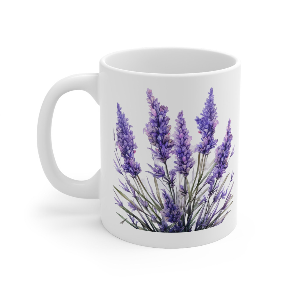 Pretty Lavender Coffee Mug Purple Flower Pattern Mug Lavender Wildflowers Coffee Cup Botanical Garden Lover Mug Gift Pretty Lavender Cup 3.jpg