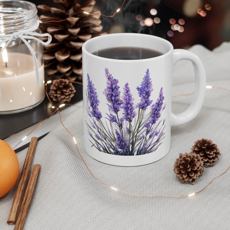 Pretty Lavender Coffee Mug Purple Flower Pattern Mug Lavender Wildflowers Coffee Cup Botanical Garden Lover Mug Gift Pretty Lavender Cup 4.jpg