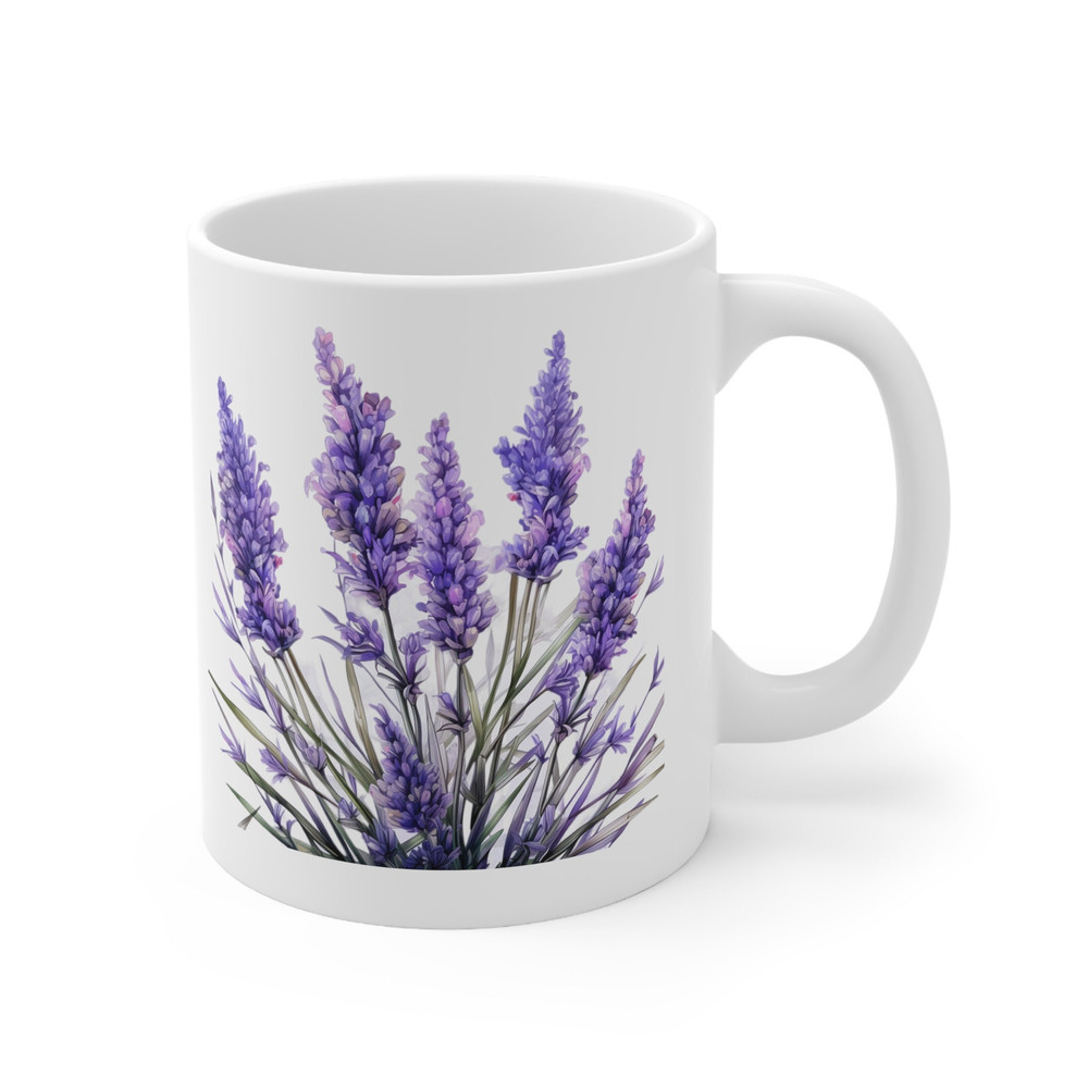Pretty Lavender Coffee Mug Purple Flower Pattern Mug Lavender Wildflowers Coffee Cup Botanical Garden Lover Mug Gift Pretty Lavender Cup 5.jpg