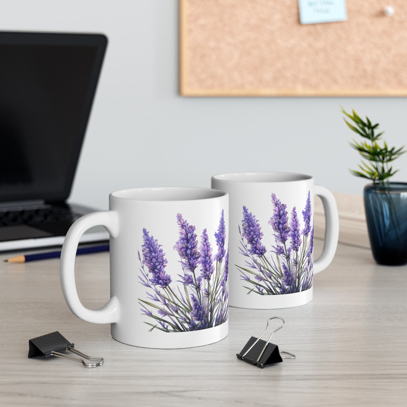 Pretty Lavender Coffee Mug Purple Flower Pattern Mug Lavender Wildflowers Coffee Cup Botanical Garden Lover Mug Gift Pretty Lavender Cup 6.jpg