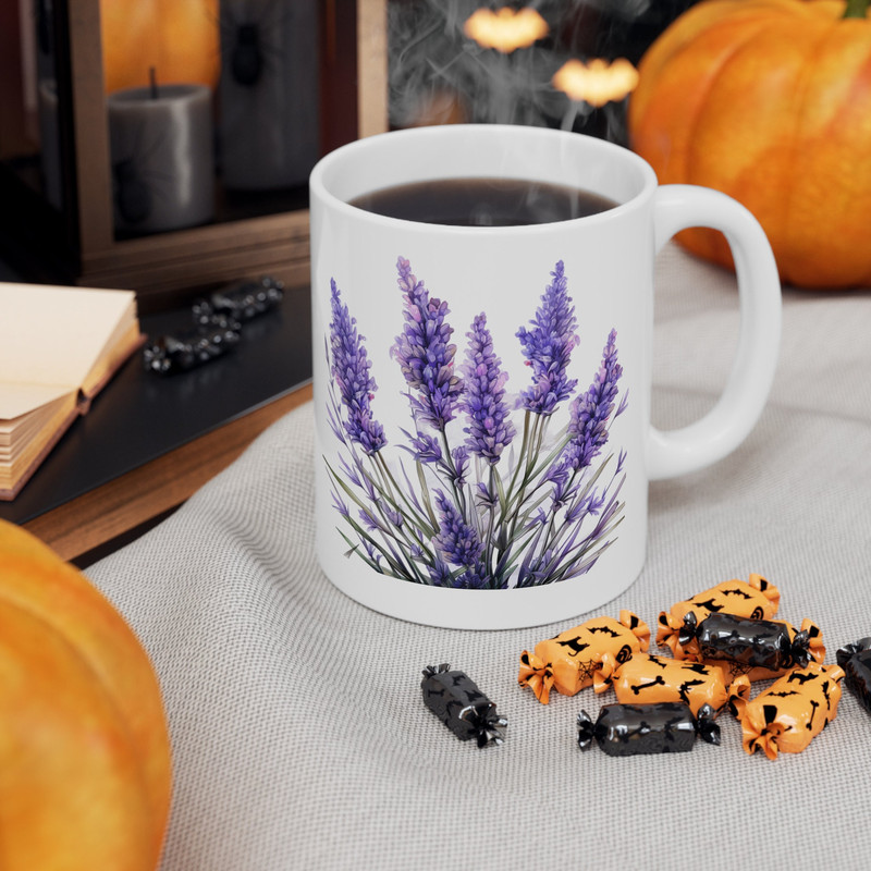 Pretty Lavender Coffee Mug Purple Flower Pattern Mug Lavender Wildflowers Coffee Cup Botanical Garden Lover Mug Gift Pretty Lavender Cup 7.jpg