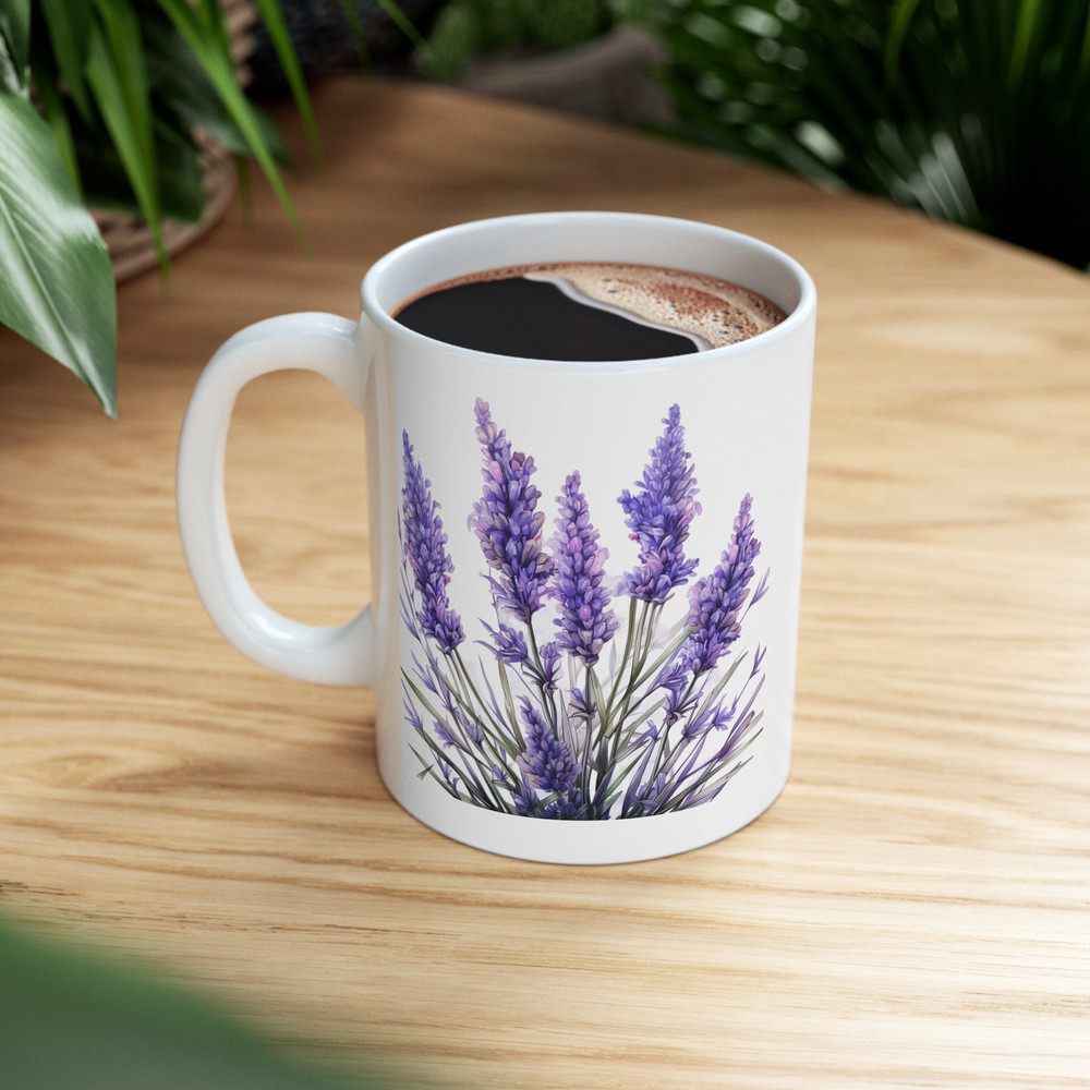 Pretty Lavender Coffee Mug Purple Flower Pattern Mug Lavender Wildflowers Coffee Cup Botanical Garden Lover Mug Gift Pretty Lavender Cup 8.jpg