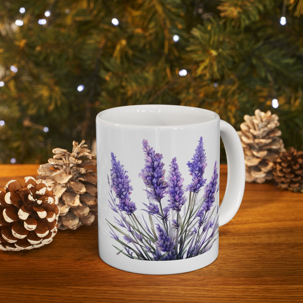 Pretty Lavender Coffee Mug Purple Flower Pattern Mug Lavender Wildflowers Coffee Cup Botanical Garden Lover Mug Gift Pretty Lavender Cup 9.jpg