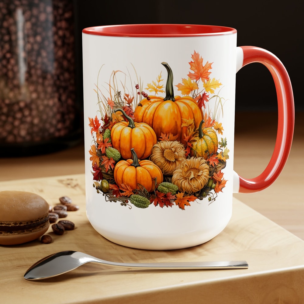 Pumpkin Fall Coffee Mug Pumpkin And Leaves Tea Mug Fall Lover Mug Gift Seasonal Cup Fall Season Gift Autumn Lover Gift Pumpkin Fall Tea Cup 1.jpg