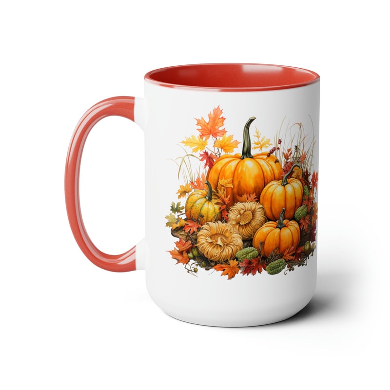 Pumpkin Fall Coffee Mug Pumpkin And Leaves Tea Mug Fall Lover Mug Gift Seasonal Cup Fall Season Gift Autumn Lover Gift Pumpkin Fall Tea Cup 3.jpg