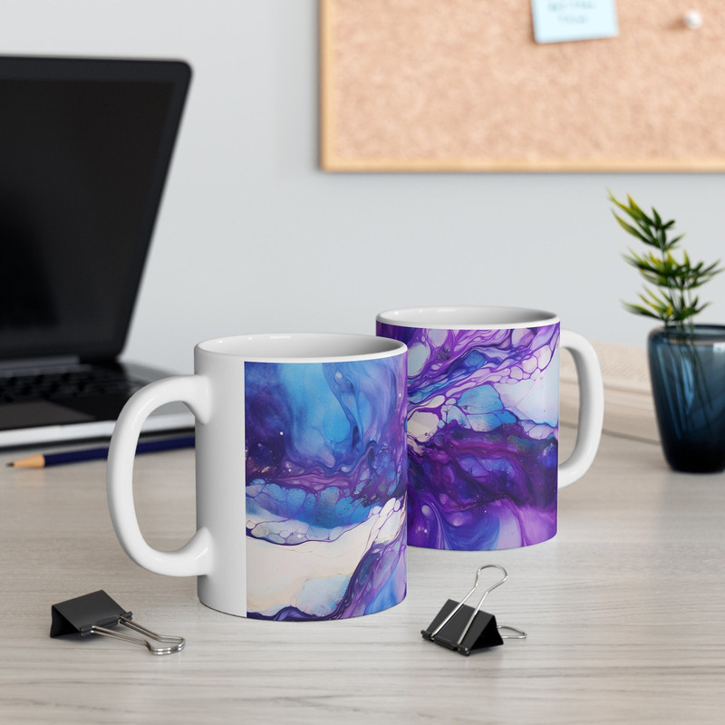 Purple Glaze Mug Purple Coffee Mug 11oz White Ceramic Purple Tea Mug Unique Pretty Glazed Pottery Tea Cup Glazed Decal Gifts Unique Gift 2.jpg