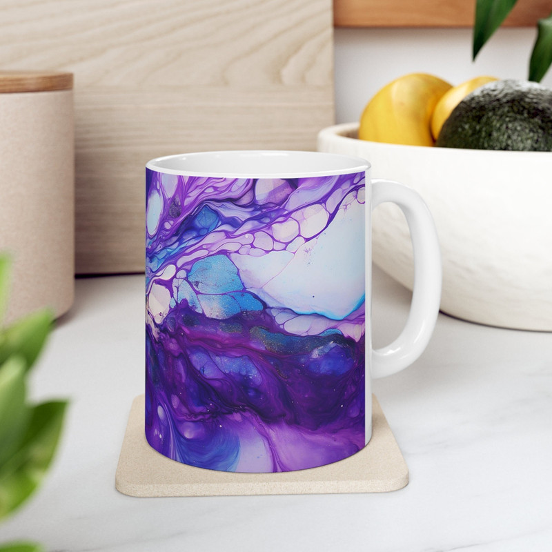 Purple Glaze Mug Purple Coffee Mug 11oz White Ceramic Purple Tea Mug Unique Pretty Glazed Pottery Tea Cup Glazed Decal Gifts Unique Gift 4.jpg
