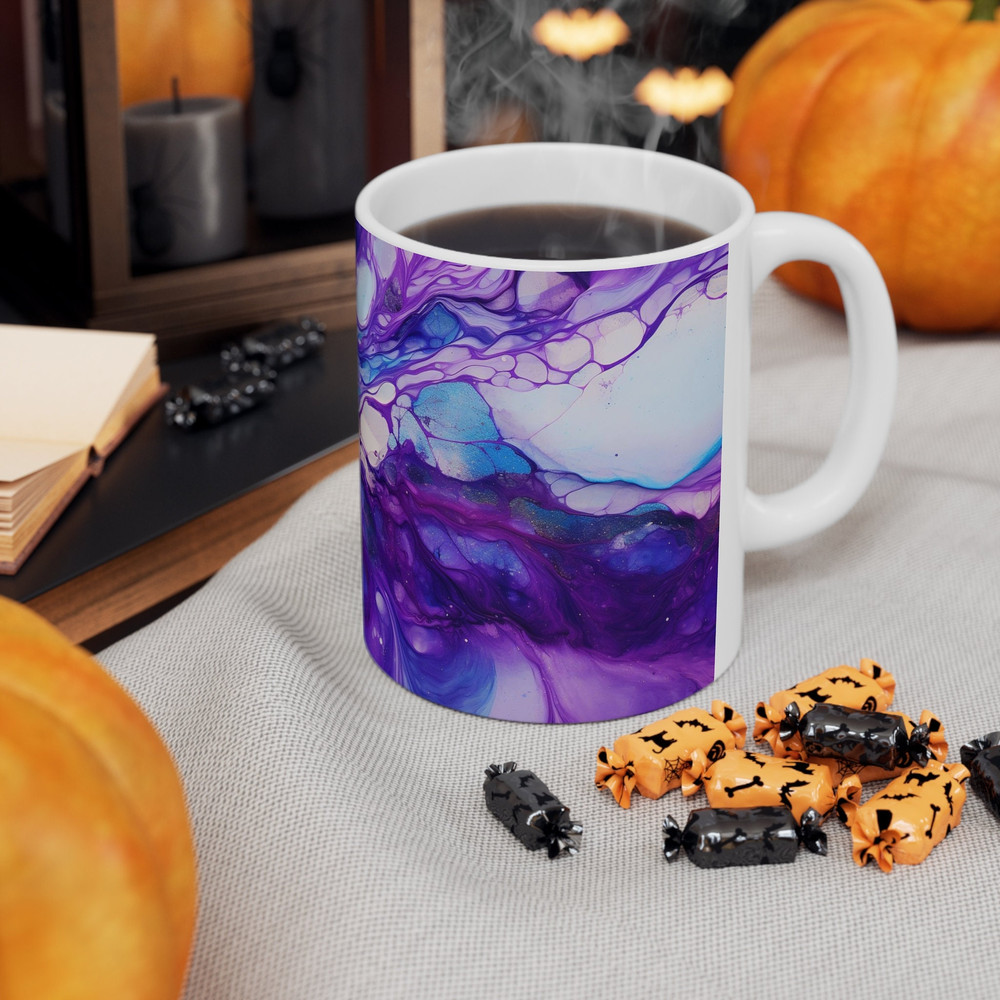 Purple Glaze Mug Purple Coffee Mug 11oz White Ceramic Purple Tea Mug Unique Pretty Glazed Pottery Tea Cup Glazed Decal Gifts Unique Gift 5.jpg