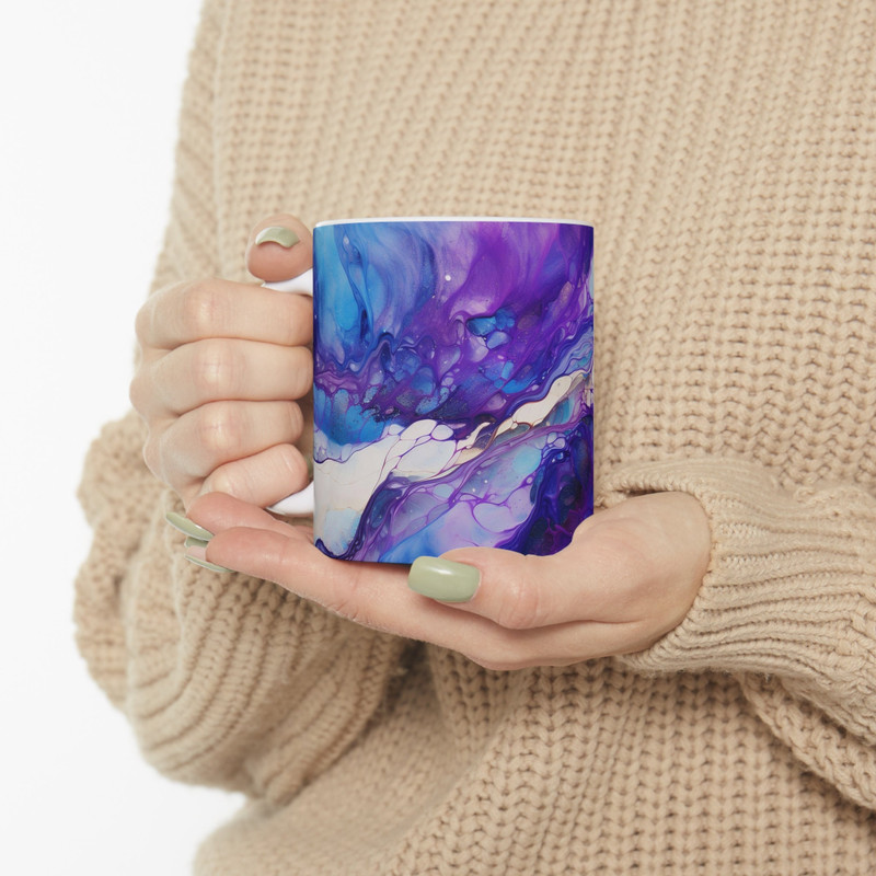 Purple Glaze Mug Purple Coffee Mug 11oz White Ceramic Purple Tea Mug Unique Pretty Glazed Pottery Tea Cup Glazed Decal Gifts Unique Gift 6.jpg
