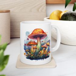 pyschedelic mushroom mug botanical mushroom coffee mug floral mushroom tea mug