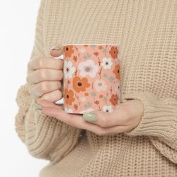 retro daisy mug cute flower mug girly flower mug gift daisy cup daisy coffee mu