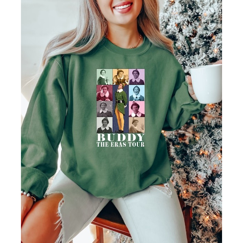 Buddy The Era Tour Sweatshirt, Christmas Elf Sweater, TS Era Tour Elf Shirt, Christmas Crewneck, Xmas Tee, Christmas Gift, Elf Concert Shirt.jpg