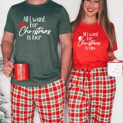 all i want for christmas is matching couple shirts,christmas couple matching t-shirt,couple matching shirt,funny couple