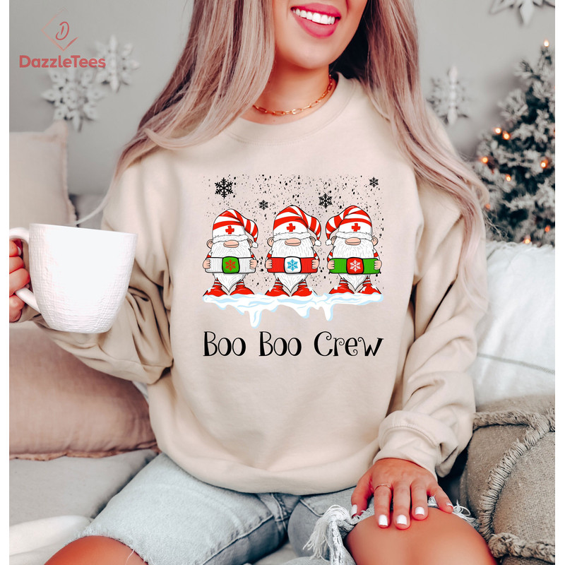 Cute Nurse Christmas Gift Sweatshirt, Boo Boo Crew Shirt, Cute Nursing Student Christmas Crewneck, Funny Nurse Sweater, Gift for Nurses.jpg