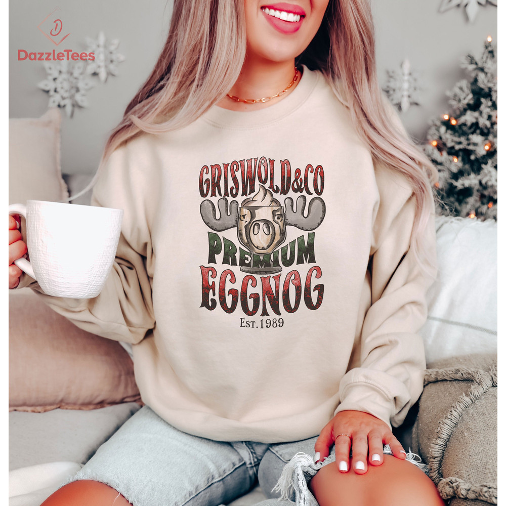 Griswold & Co Premium Eggnog Cute Christmas Sweatshirt, Griswold Santa's Deer Crewneck, Funny Christmas Shirt, Christmas Vacation Hoodie.jpg