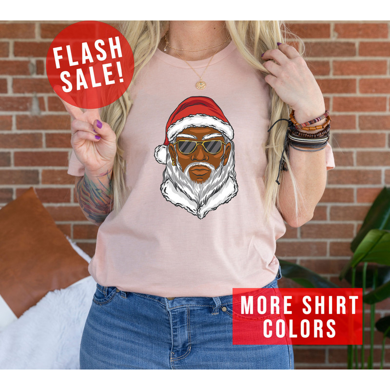 Handsome Black Santa Claus Merry Christmas Shirt, Cool Santa Hat Apparel, Family Christmas Gift, Christmas Party Outfit, African Santa Shirt.jpg