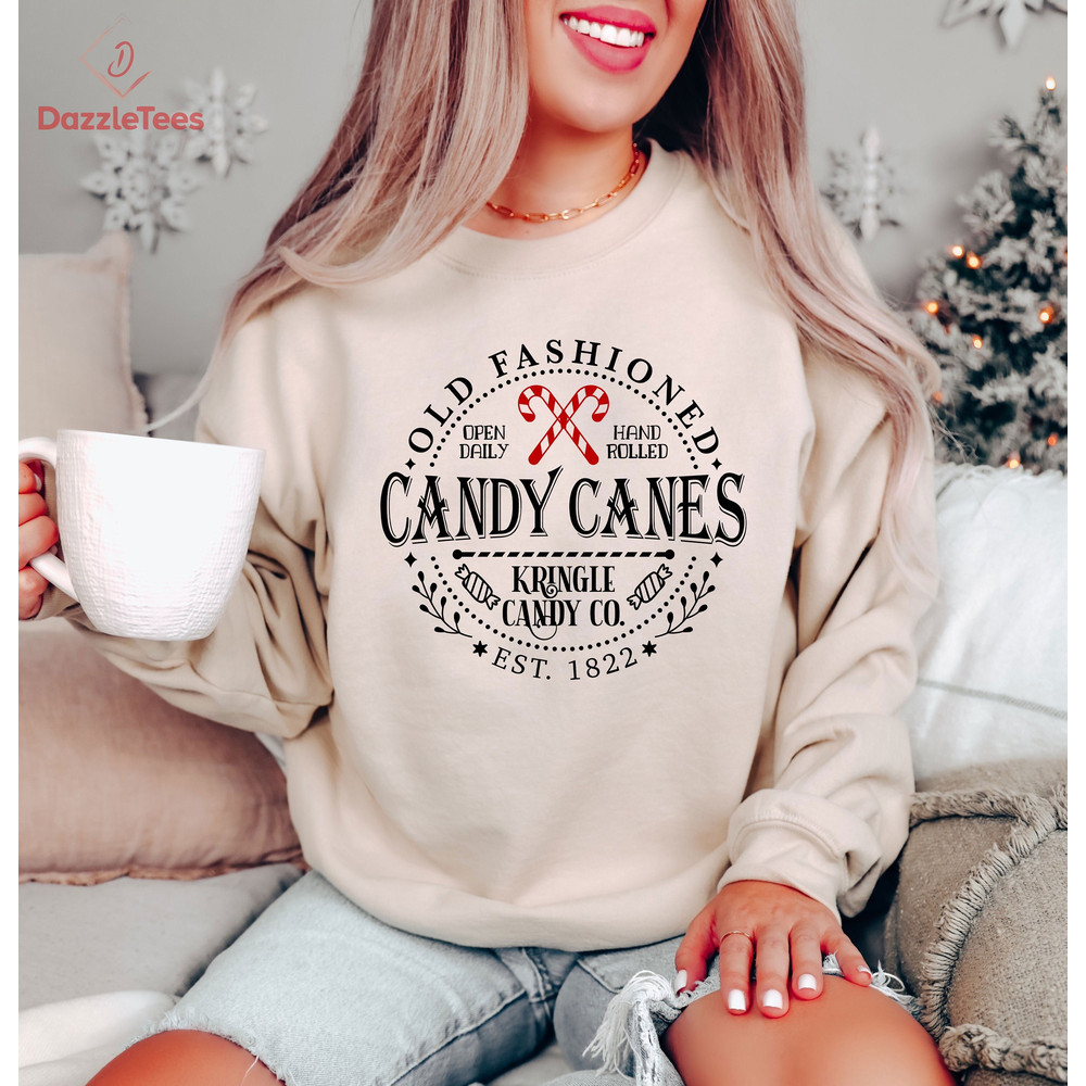 Old Fashioned Candy Canes Merry Christmas Sweatshirt, Kringle Candy Co. Est 1822 Sweater, Retro Christmas Sweatshirt, Christmas Vibes Hoodie.jpg