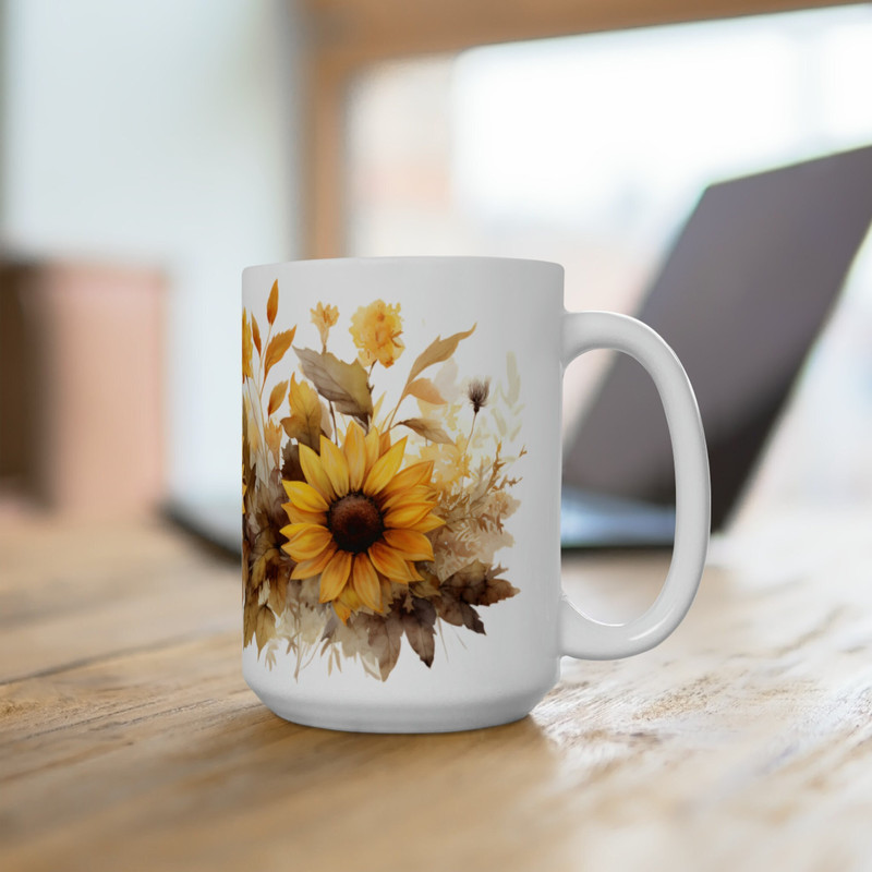 Rustic Sunflower Mug Country Chic Coffee Cup Farmhouse Floral Drinkware Vintage Sunflower Tea Mug Rustic Kitchen Decor Mug Sunflower Mug 1.jpg