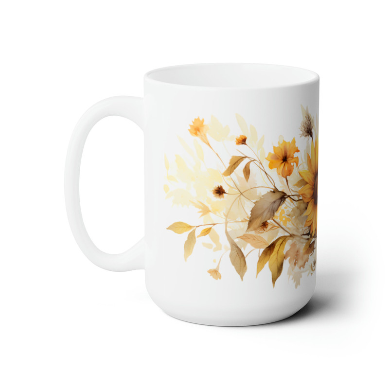 Rustic Sunflower Mug Country Chic Coffee Cup Farmhouse Floral Drinkware Vintage Sunflower Tea Mug Rustic Kitchen Decor Mug Sunflower Mug 3.jpg