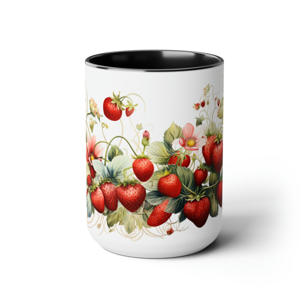Strawberry Mug Fruit Lover Cup Botanical Garden Tea Cup Berry Gift idea Strawberry Harvest Tea Mug Garden Lover Coffee Mug Garden Decor 15oz 7.jpg