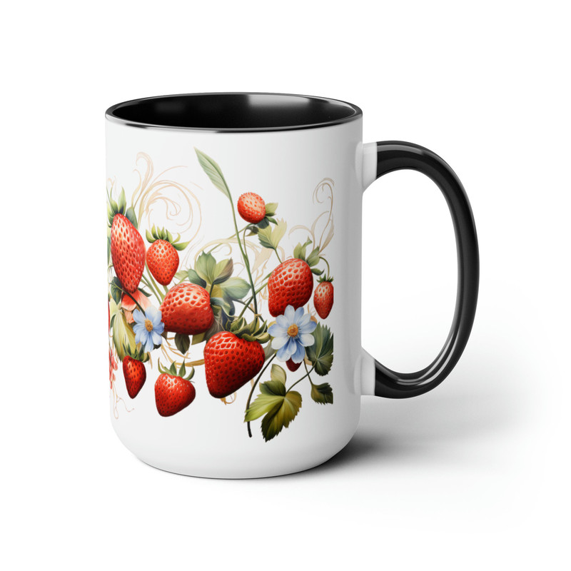 Strawberry Mug Garden Lover Coffee Cup Berry-Themed Drinkware Fruit Garden Tea Mug Red Strawberry Coffee Cup 15oz Whimsical Garden Decor Mug 4.jpg