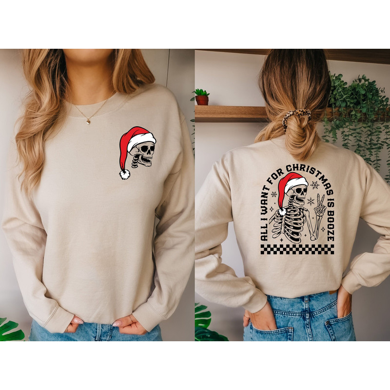 All I Want For Christmas Is Booze Sweatshirt,Christmas Shirt,Happy Holidays,Christmas Gift,Christmas Clothing,Funny Christmas Tee,Santa Hat.jpg