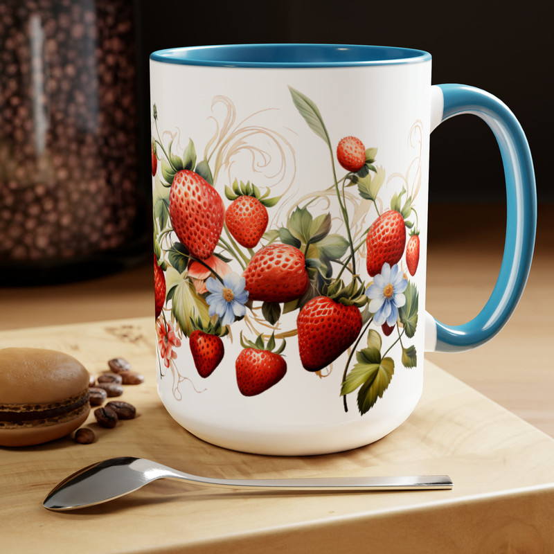 Strawberry Mug Garden Lover Coffee Cup Berry-Themed Drinkware Fruit Garden Tea Mug Red Strawberry Coffee Cup 15oz Whimsical Garden Decor Mug 5.jpg