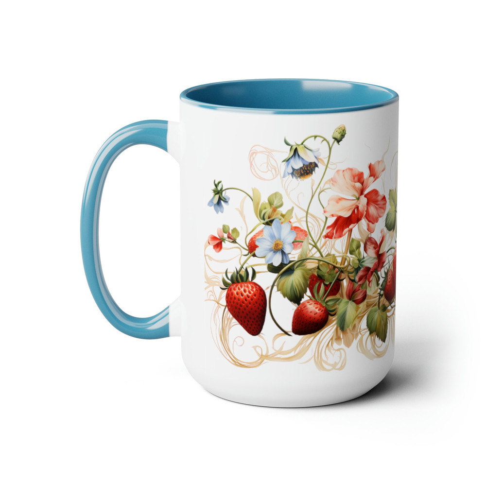 Strawberry Mug Garden Lover Coffee Cup Berry-Themed Drinkware Fruit Garden Tea Mug Red Strawberry Coffee Cup 15oz Whimsical Garden Decor Mug 6.jpg