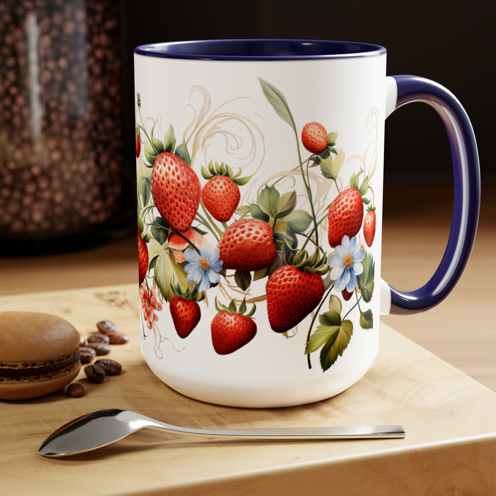 Strawberry Mug Garden Lover Coffee Cup Berry-Themed Drinkware Fruit Garden Tea Mug Red Strawberry Coffee Cup 15oz Whimsical Garden Decor Mug 8.jpg
