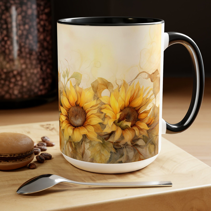 Sunflower Coffee Mug Rustic Floral Tea Cup Yellow Flower Tea Mug Vintage Sunflower Coffee Cup Sunflower Decor Drinkware Rustic Home Decor 1.jpg