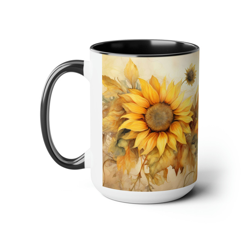 Sunflower Coffee Mug Rustic Floral Tea Cup Yellow Flower Tea Mug Vintage Sunflower Coffee Cup Sunflower Decor Drinkware Rustic Home Decor 2.jpg