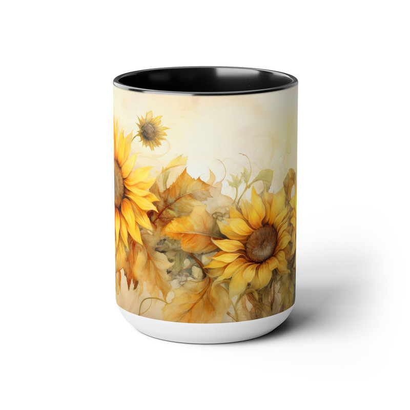 Sunflower Coffee Mug Rustic Floral Tea Cup Yellow Flower Tea Mug Vintage Sunflower Coffee Cup Sunflower Decor Drinkware Rustic Home Decor 3.jpg