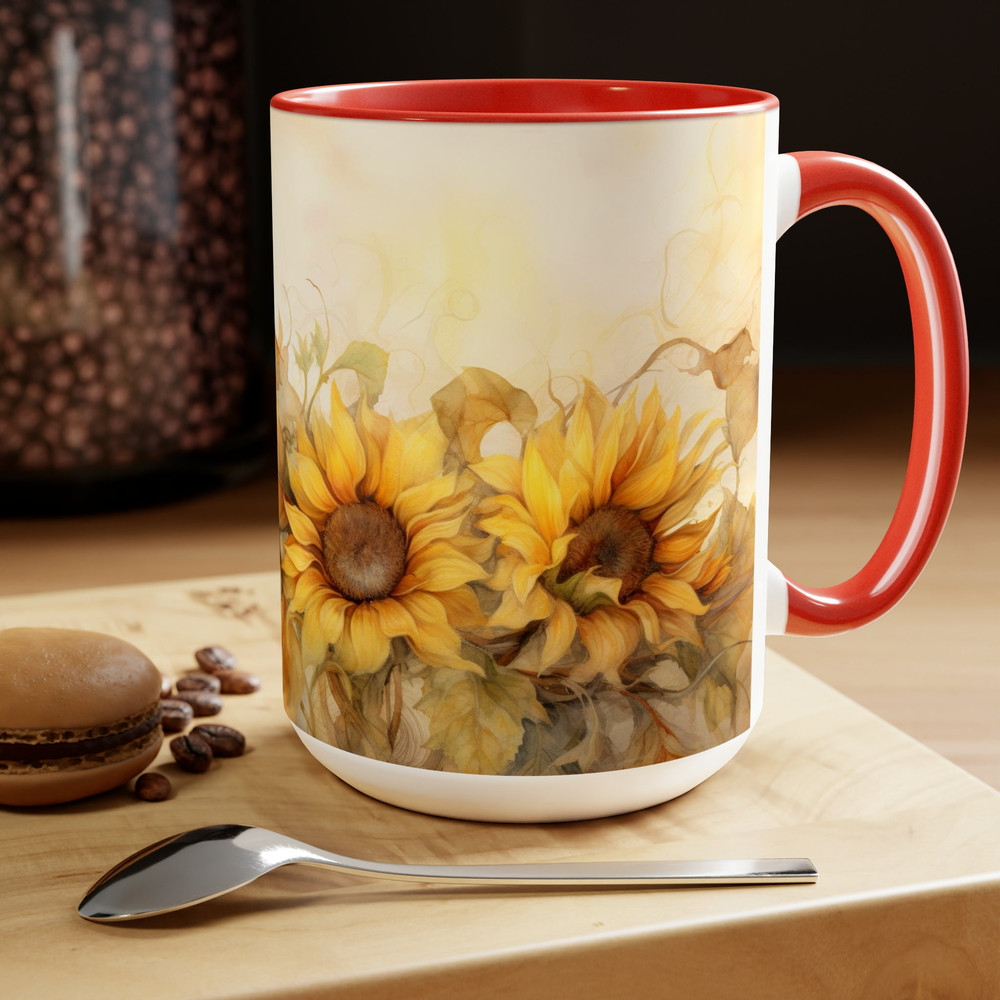 Sunflower Coffee Mug Rustic Floral Tea Cup Yellow Flower Tea Mug Vintage Sunflower Coffee Cup Sunflower Decor Drinkware Rustic Home Decor 5.jpg