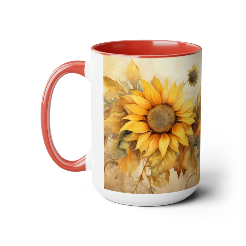 Sunflower Coffee Mug Rustic Floral Tea Cup Yellow Flower Tea Mug Vintage Sunflower Coffee Cup Sunflower Decor Drinkware Rustic Home Decor 6.jpg