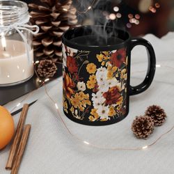 unique feminine coffee mug elegant floral tea mug pretty wildflowers mug beauti