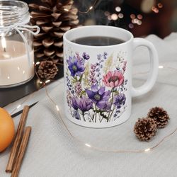 vibrant floral coffee mug best pretty floral coffee mug watercolor wildflowers