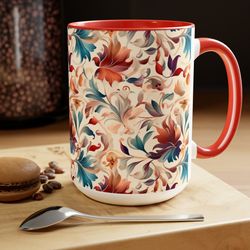 vibrant floral pattern coffee mug flower patterned mug botanical flower tea cup