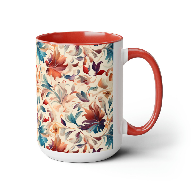 Vibrant Floral Pattern Coffee Mug Flower Patterned Mug Botanical Flower Tea Cup Beautiful Flower Cup Botanical Tea Mug Garden Lover Gift 4.jpg