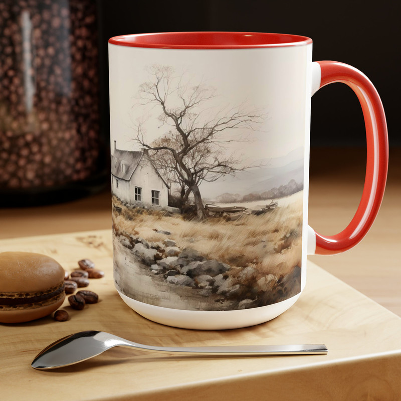 Vintage Landscape Coffee Mug Country Scenery Tea Cup Rustic Countryside Ceramic Mug Farmhouse Style Drinkware Retro Countryside Coffee Cup 5.jpg