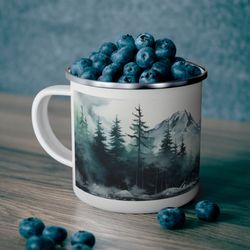 watercolor mountain camping mug nature landscape coffee mug unique nature lover
