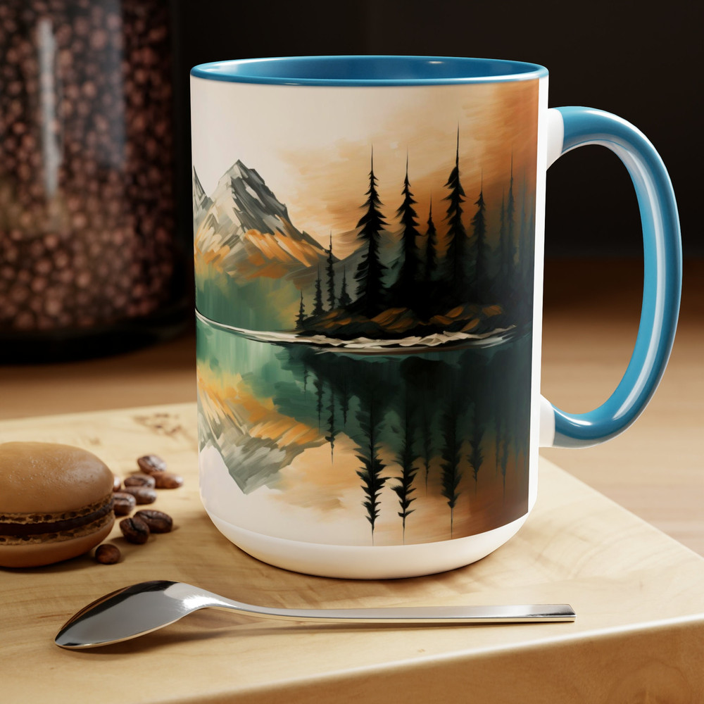 Watercolor Mountain Nature Mug Nature Inspired Mountain Cup Landscape Art Drinkware Mountain Lovers Gift Accent Coffee Mug Nature Scenery 5.jpg