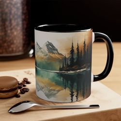 Watercolor Mountain Nature Mug Nature Inspired Mountain Cup Landscape Art Drink