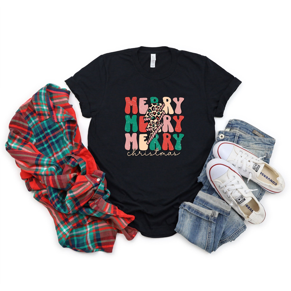 Leopard Shirt, Buffalo Plaid Christmas Shirt, Merry Christmas Shirt, Christmas T-shirt, Christmas Gift, Holiday Gift, Retro Christmas Shirt.jpg