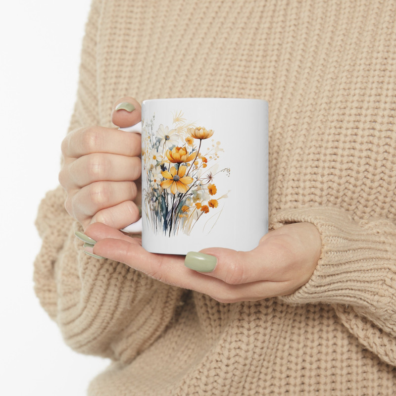 Watercolor Wildflower Mug Pretty Wildflowers Tea Cup 11oz Ceramic Floral Coffee Mug Botanical Flower Cup Elegant Wildflowers Cup 10.jpg